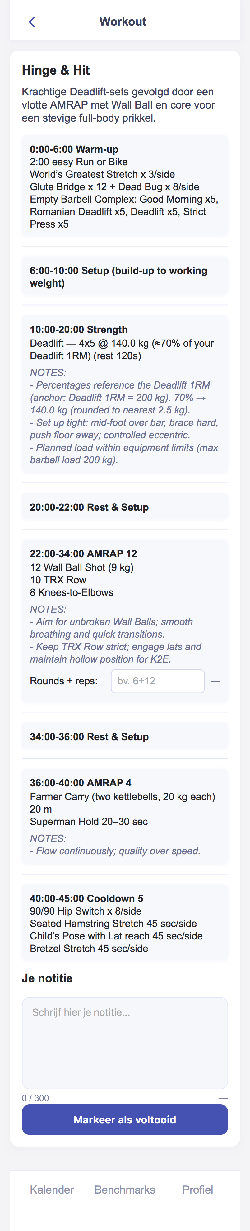 Voorbeeld van een HomeWOD workout