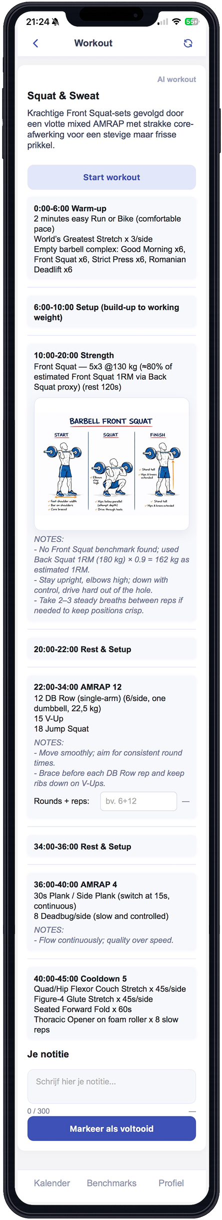 Voorbeeld van een HomeWOD workout